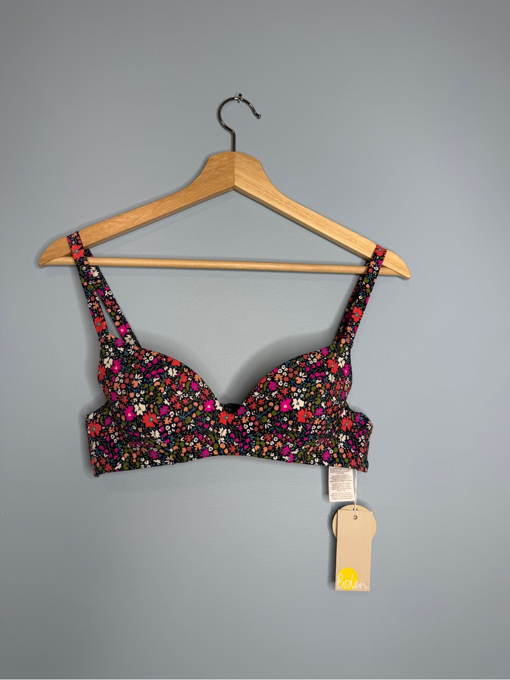 Boden Navy Floral Padded Underwire Bra